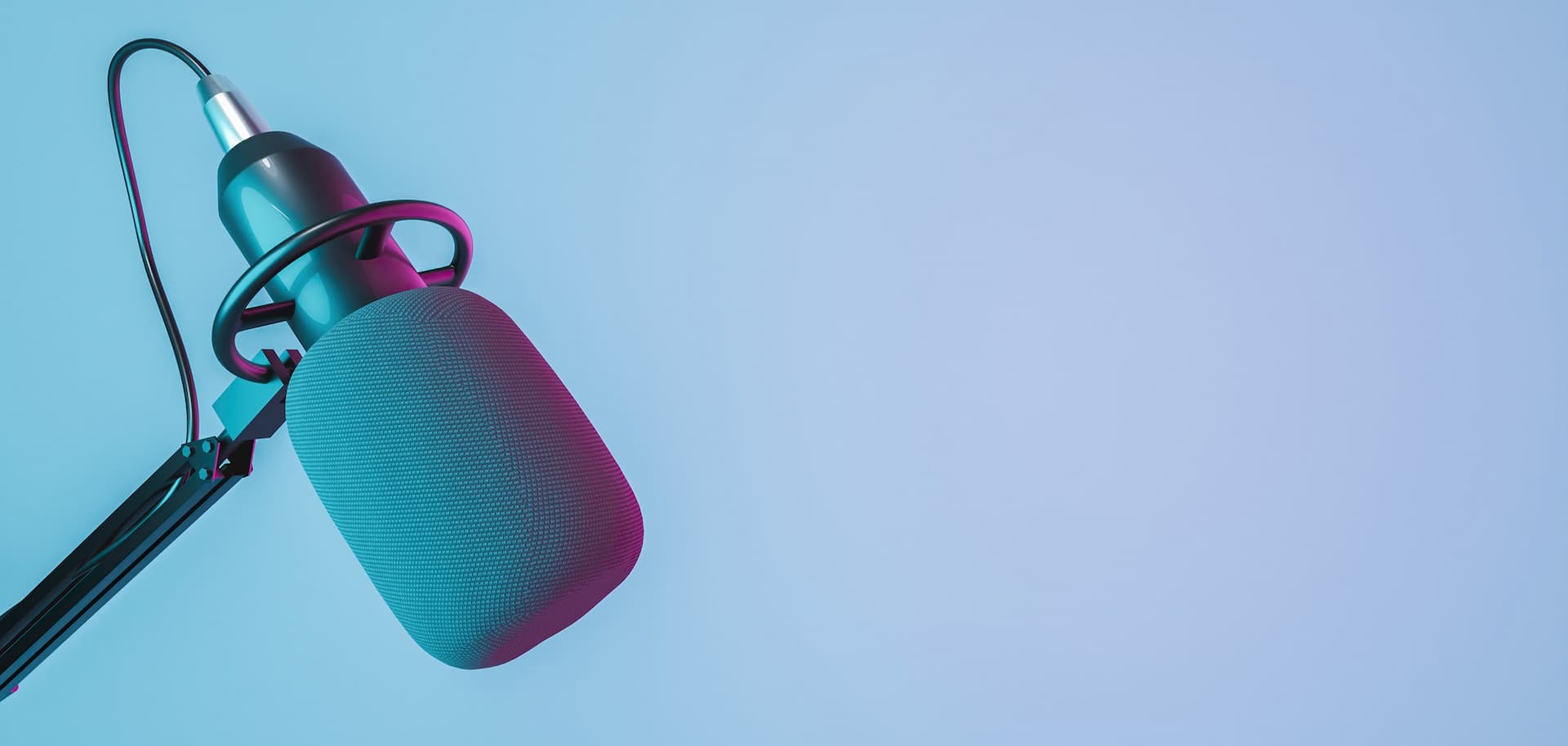 A microphone on a blue background
